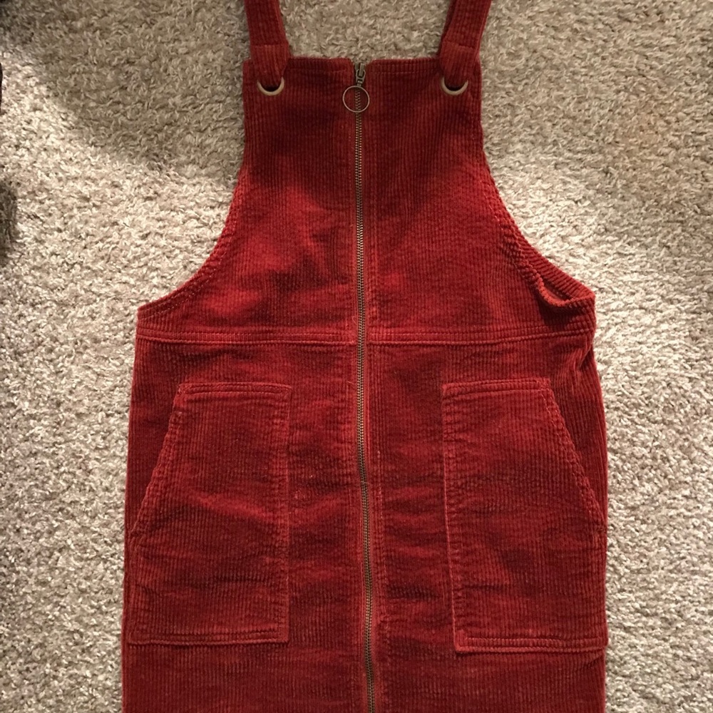 Rust Colored Corduroy Overall Dress